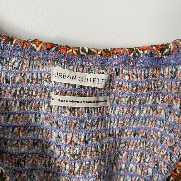 Urban Outfitters Smocked Crop Top Patterned Flowy Bohemian Women's Medium - Picture 7 of 9